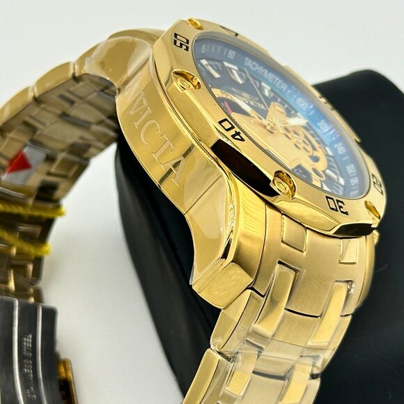 BRAND NEW Invicta Pro Diver SCUBA Chronograph Blue Dial Mens Watch Gold Tone SS - Picture 5 of 10